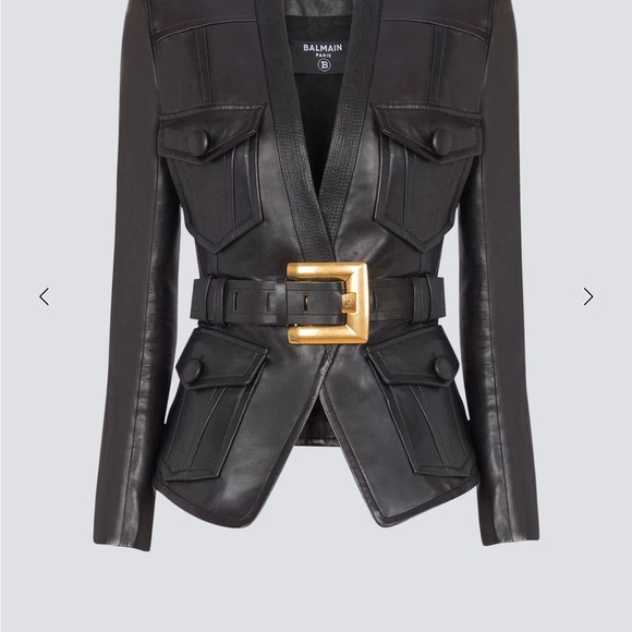 Balmain Jackets & Blazers - Balmain Black Leather Jacket with Gold Accent